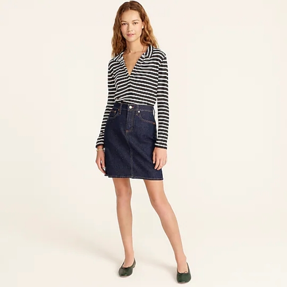 J. Crew Tops - J Crew Long Sleeve Ribbed Polo in Stevie Stripe